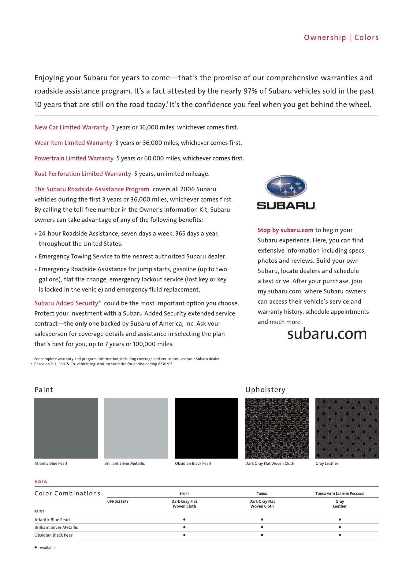 2006 Subaru Baja Brochure Page 6